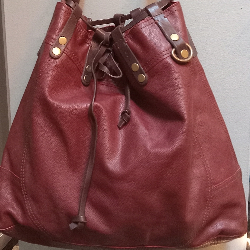 Vintage Lucky Brand Red Leather Hobo Bag
